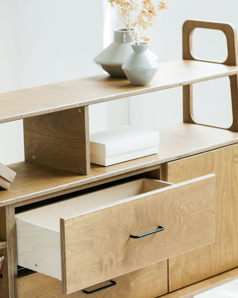 closeup-of-wooden-bookcase-mid-century-modern