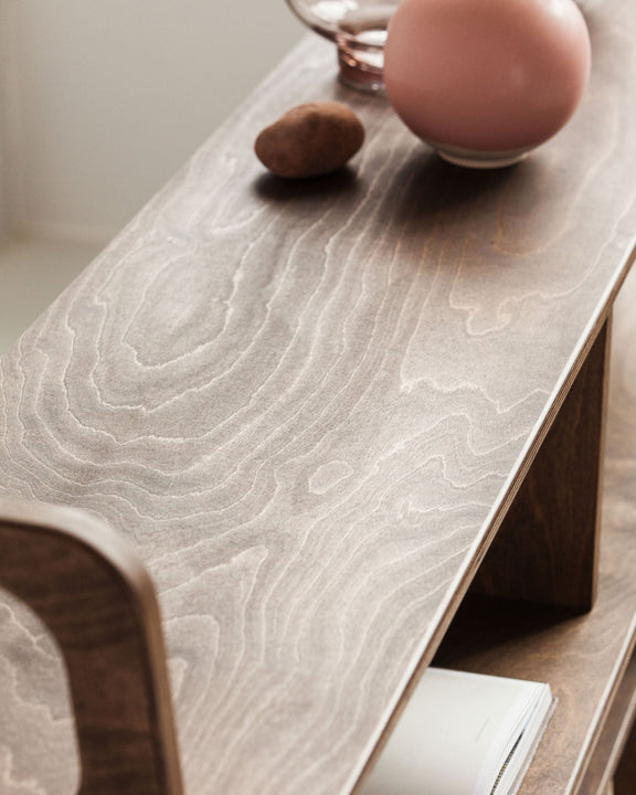 detail-of-mid-century-modern-sideboard-with-drawers-and-vinyl-storage-in-walnut-stain