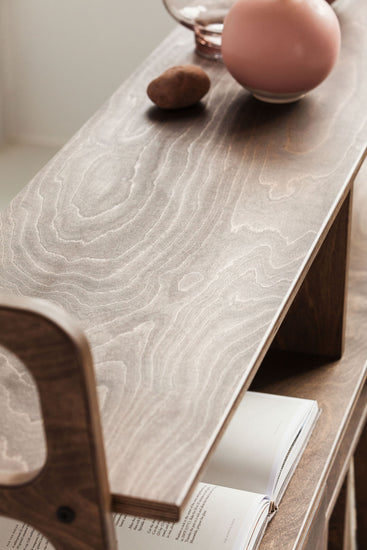 detail-of-mid-century-modern-sideboard-with-drawers-and-vinyl-storage-in-walnut-stain