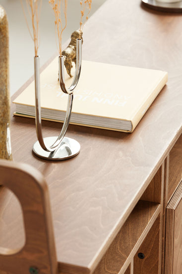 detail-of-walnut-mid-century-modern-sideboard-with-cabinet-and-record-vinyl-cabinet