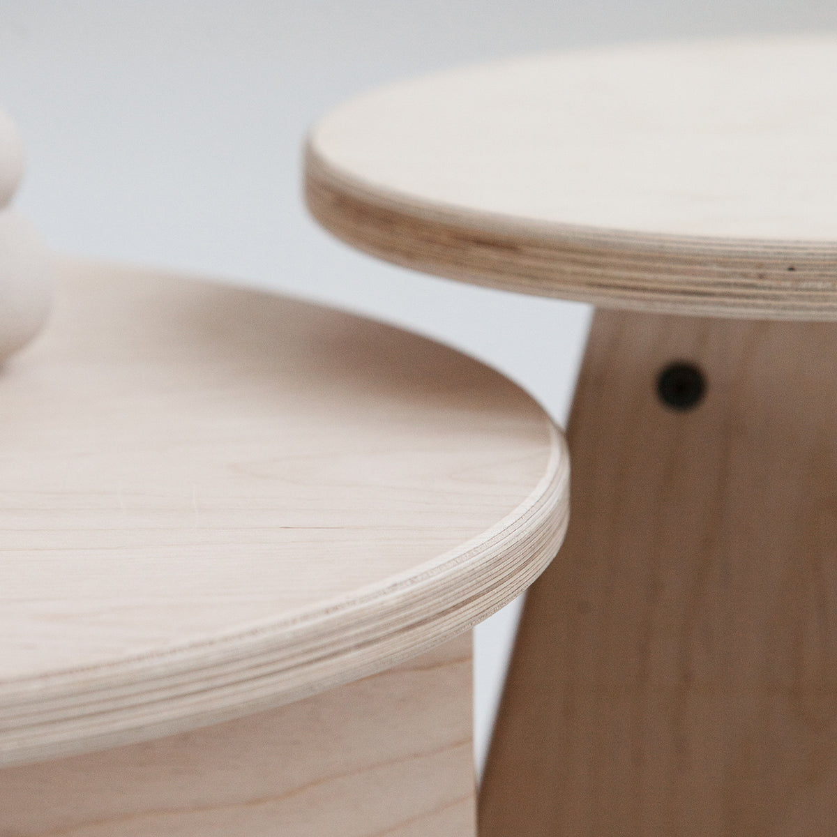 detail of Modern Scandinavian nesting tables set for flexible living spaces