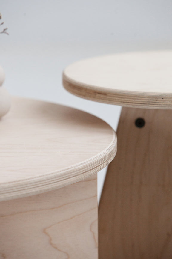 detail of Modern Scandinavian nesting tables set for flexible living spaces
