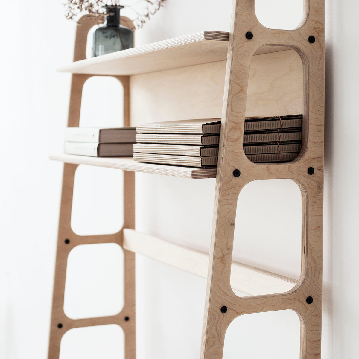 Mid-Century Desk with Shelves, Maxi, 190 cm, in birch plywood (view 5)