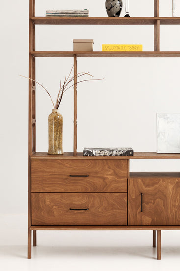 drawers-of-mid-century-bookcase-with-cabinet-and-drawers-walnut-stain-in-living-room