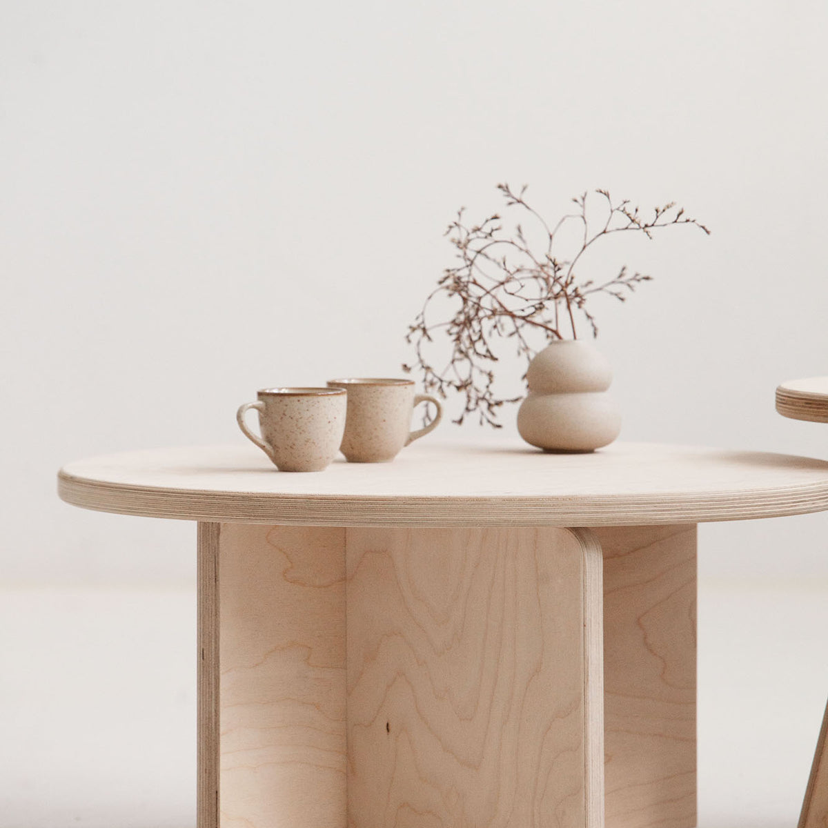 Modular coffee tables set in modern Scandinavian style plywood
