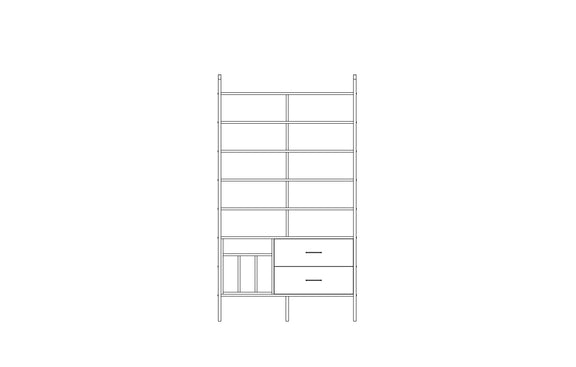 Grand bookcase in birch plywood, 214 x 120 cm, floor to ceiling open shelving