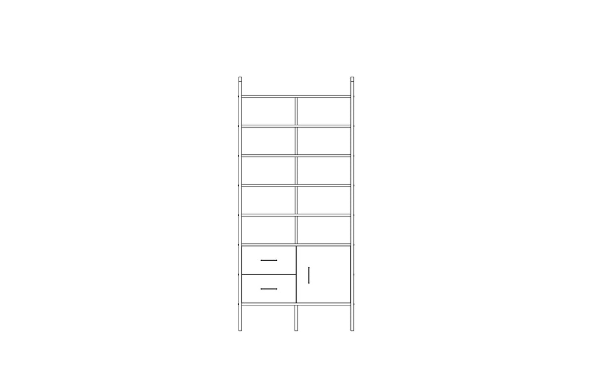 Grand bookcase in birch plywood, 214 x 97 cm, floor to ceiling open shelving