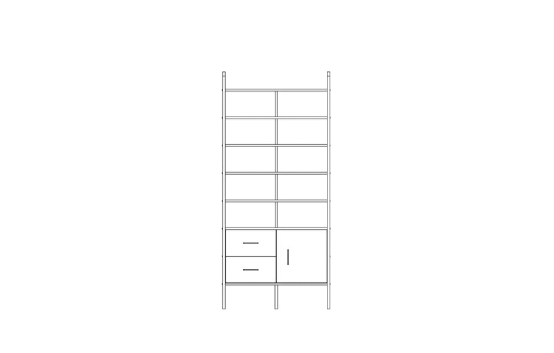 Grand bookcase in birch plywood, 214 x 97 cm, floor to ceiling open shelving