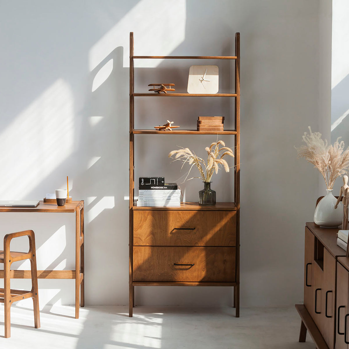 hand-made-bookcase-with-drawers-mid-century-modern