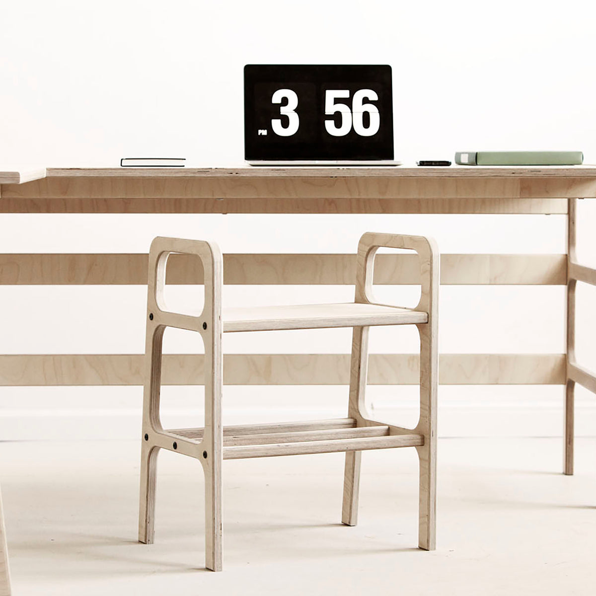Mid-Century L-Shape Desk, 65/65, in birch plywood (view 5)