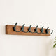 Wall coat rack in birch plywood with six metal round hooks