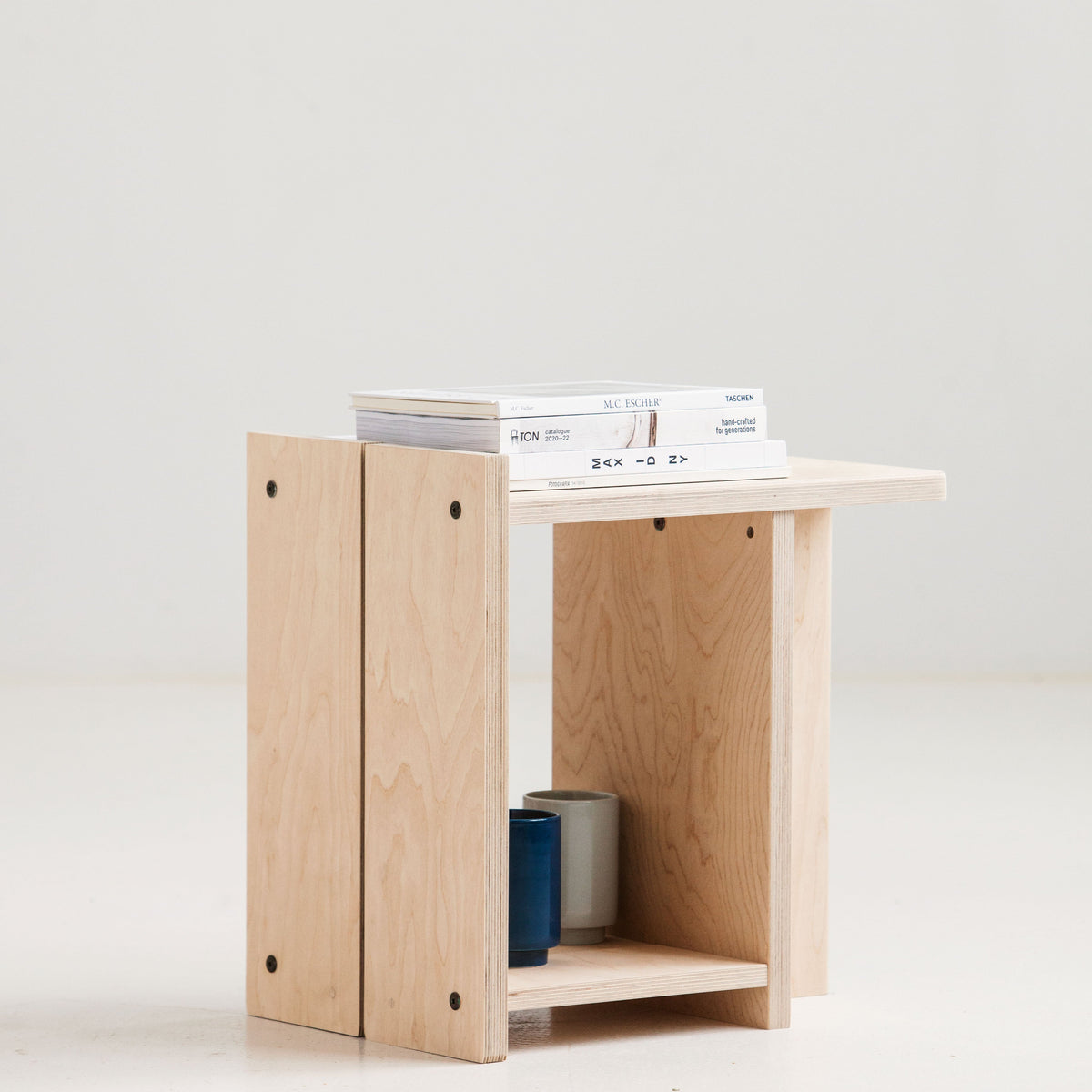 Modern wooden Japandi stool for contemporary interiors