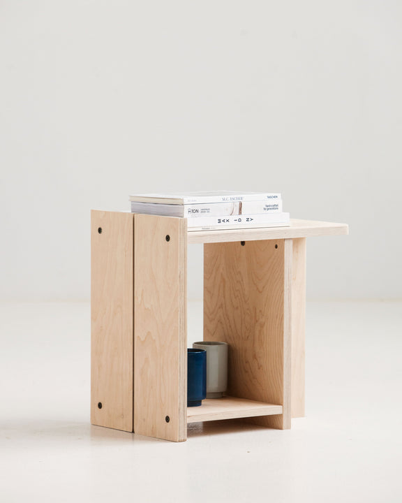 Modern wooden Japandi stool for contemporary interiors