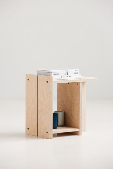 Modern wooden Japandi stool for contemporary interiors