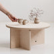 Japandi round coffee table handmade in Europe from birch plywood with natural oil-wax finish