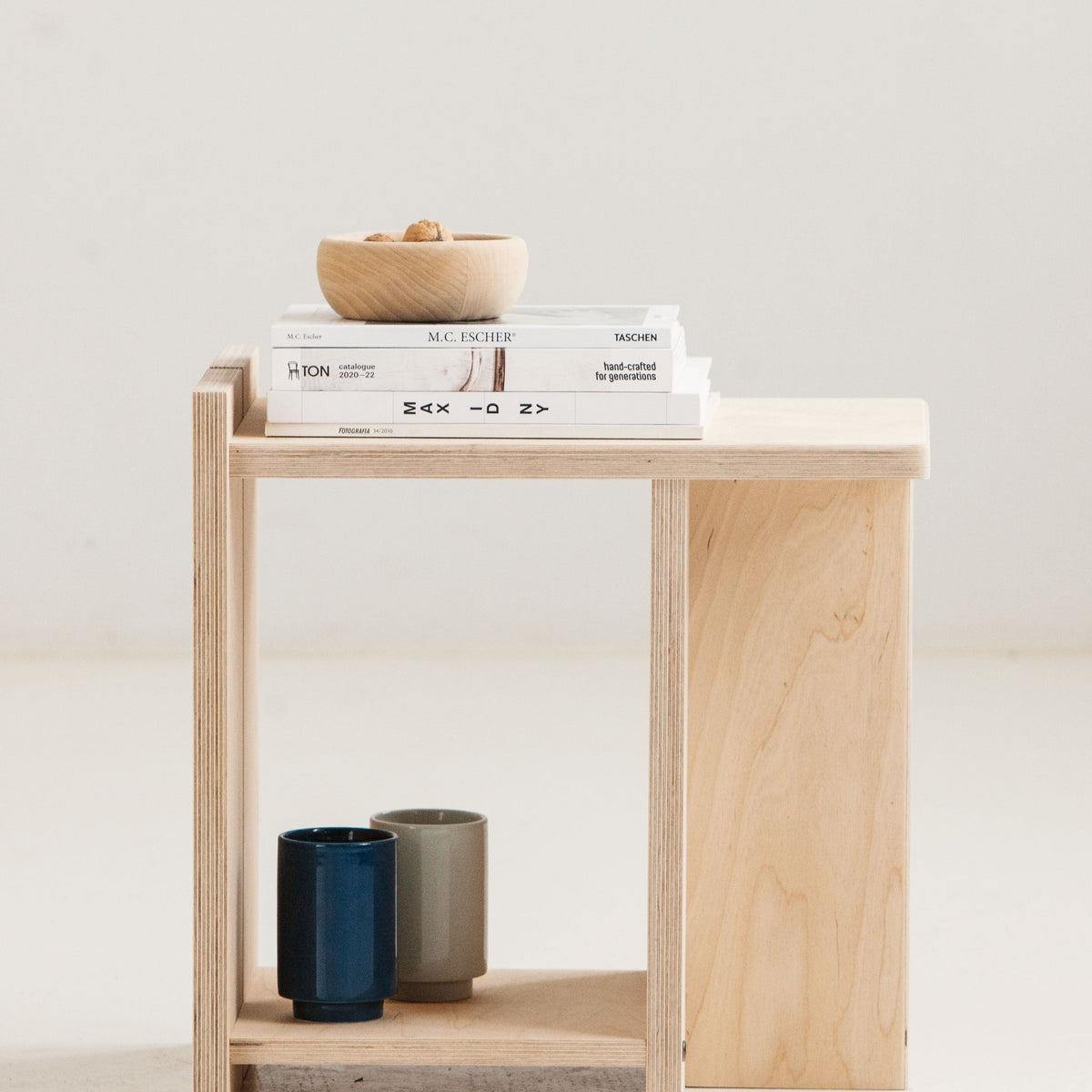 Japandi birch plywood stool with clean and simple design