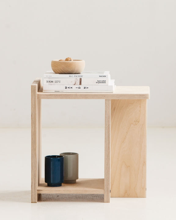 Japandi birch plywood stool with clean and simple design