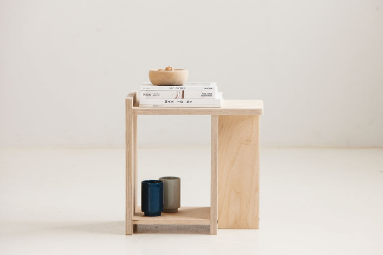 Japandi birch plywood stool with clean and simple design