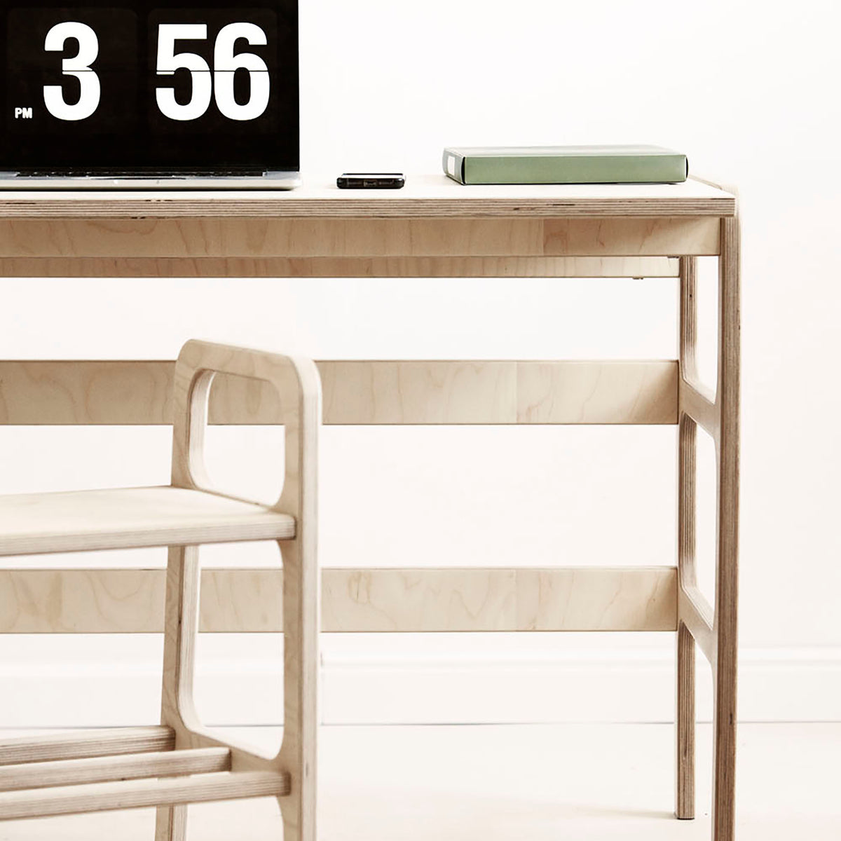 Mid-Century L-Shape Desk, 65/65, in birch plywood (view 3)