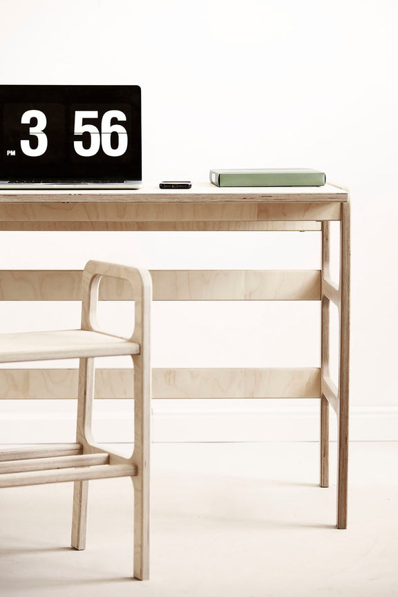 Mid-Century L-Shape Desk, 65/65, in birch plywood (view 3)