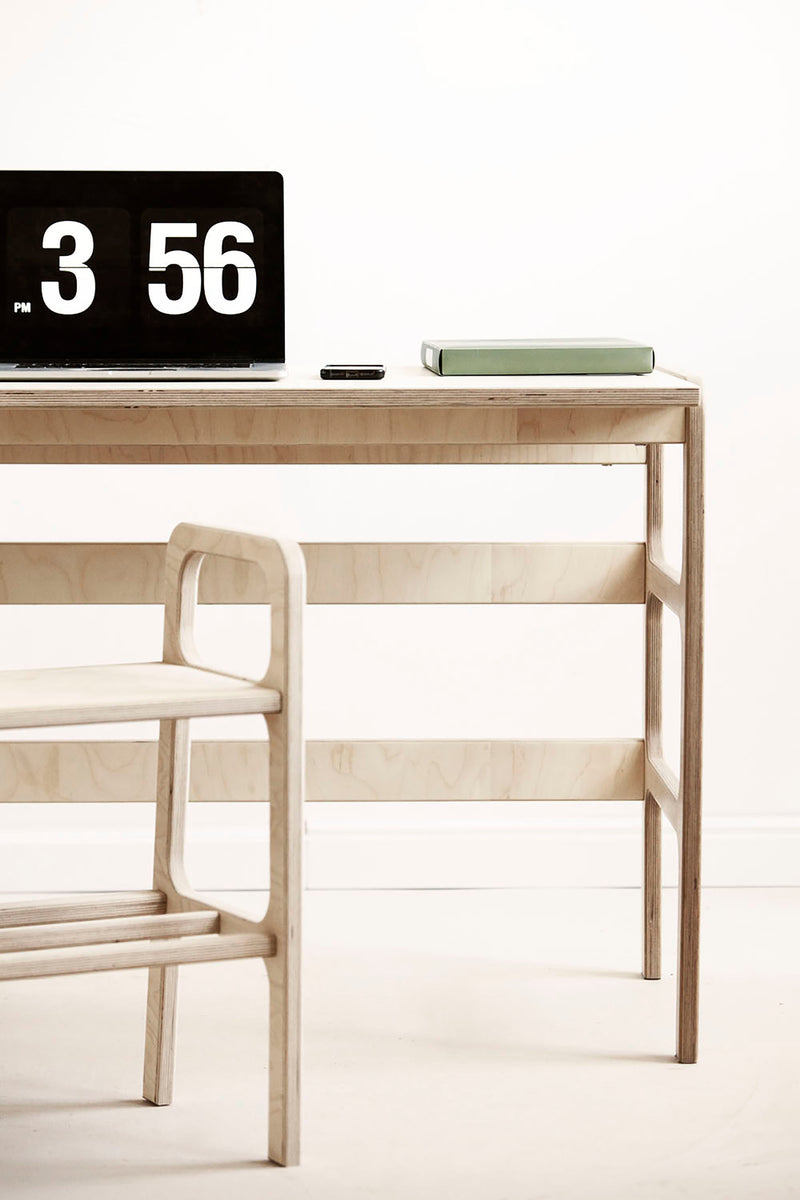 Mid-Century L-Shape Desk, 65/65, in birch plywood (view 3)