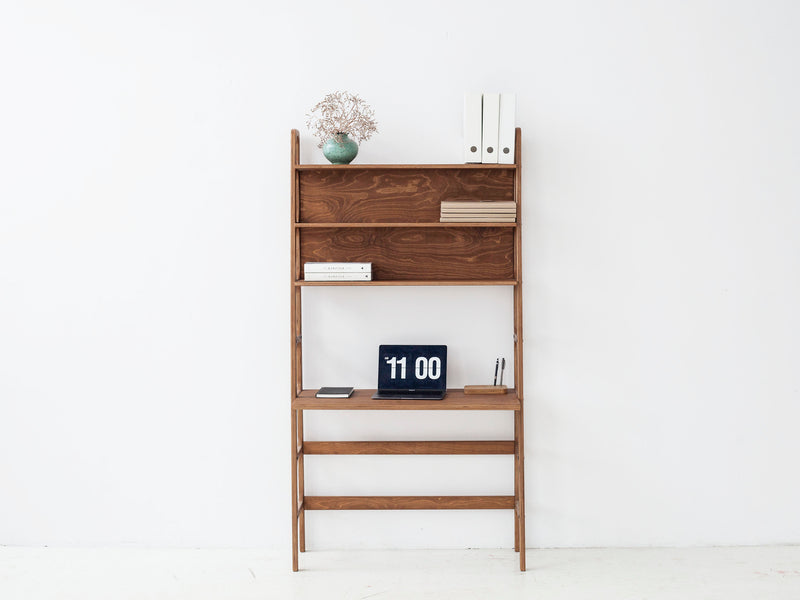 Mid-Century Desk with Shelves, Maxi, 190 cm, in birch plywood (view 2)
