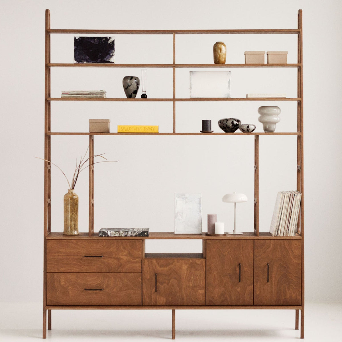 mid-century-bookcase-with-cabinet-and-drawers-walnut-stain-in-living-room