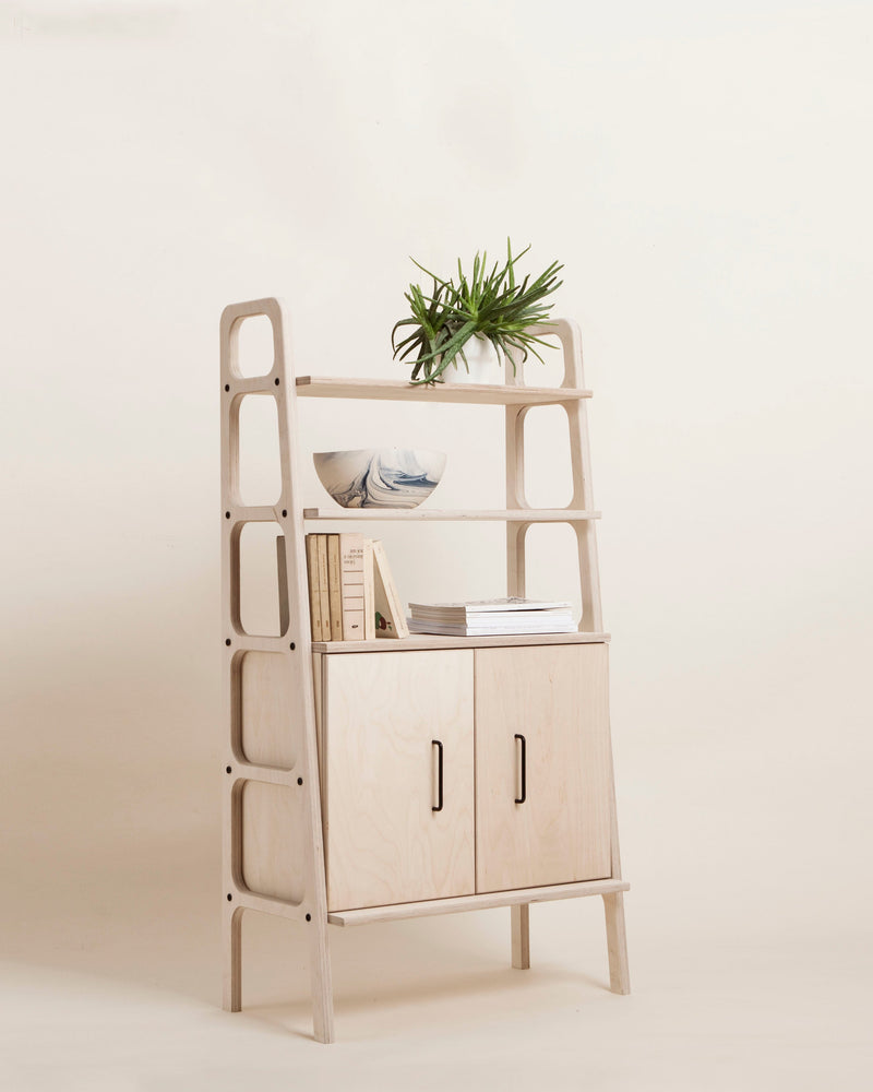 Midi Bookcase with cabinet, 140 cm, in birch plywood (view 5)