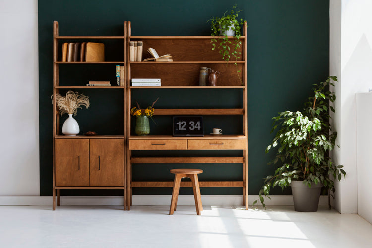 mid-century-wooden-bookcase-with-drawers-and-desk