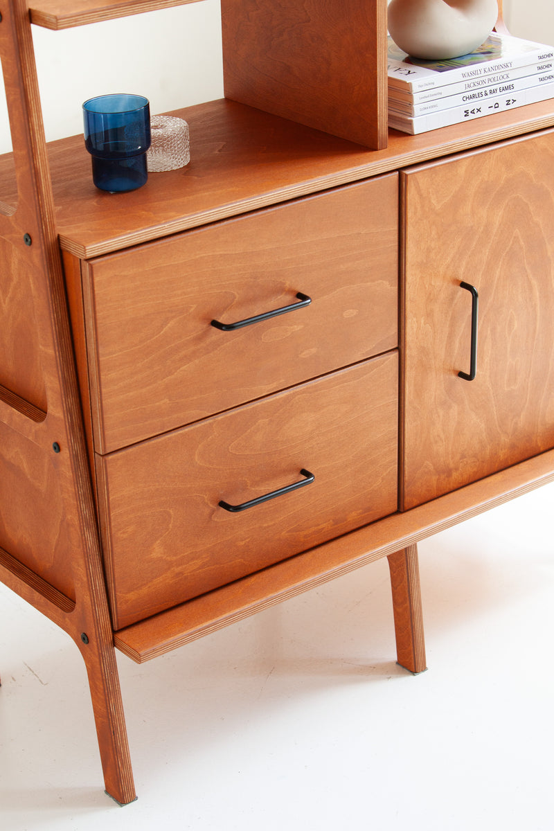 Midlite Bookcase · 97 cm · Drawers + Cabinet
