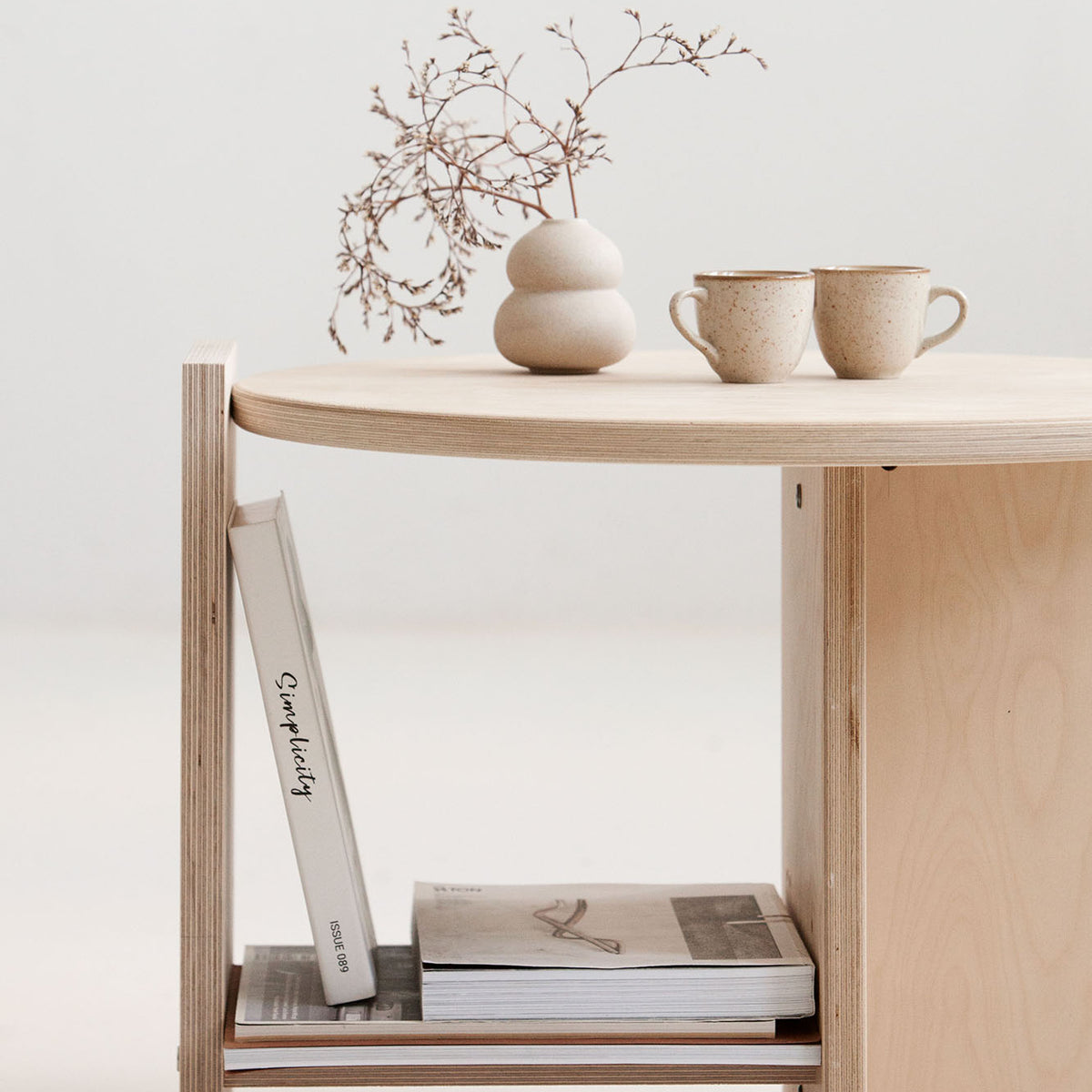 Minimalist round coffee table Europe handmade from high-quality birch plywood
