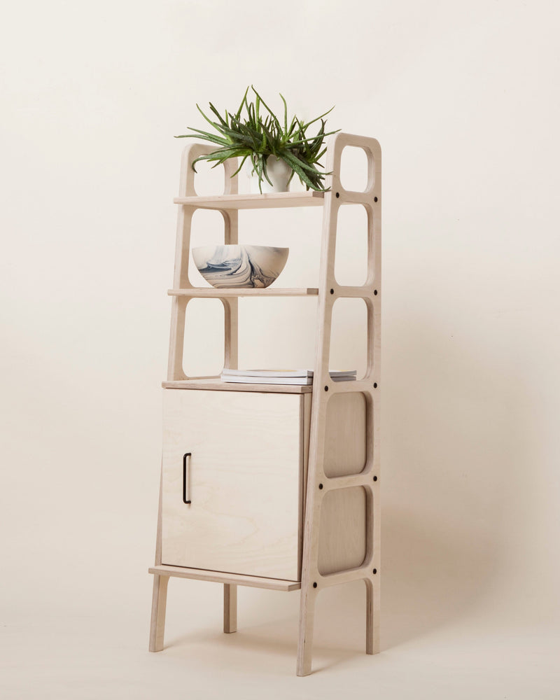 Midi Bookcase with cabinet, 140 cm, in birch plywood (view 3)