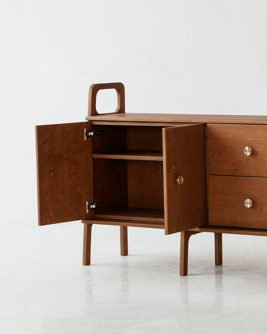 opened-walnut-minimalist-credenza-with-cabinet-and-drawers