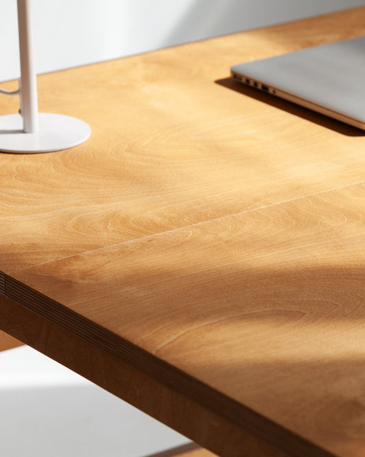Mid-Century L-Shape Desk with Bookcase, 190 cm, in birch plywood (view 4)