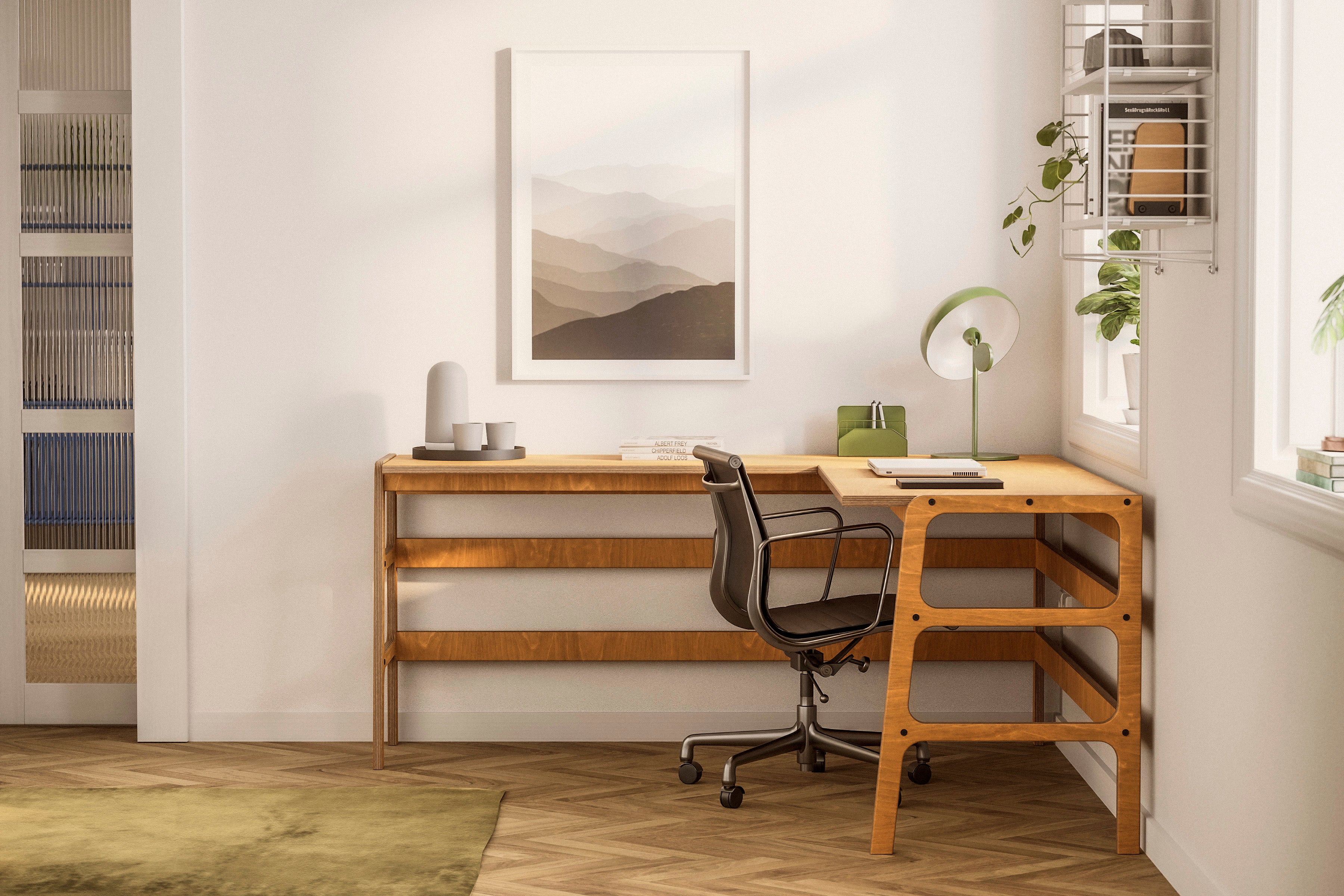 Mid Centurv Modern デスク Mid-Century Modern L-Shaped Desk - Premium Wood Craftsmanship