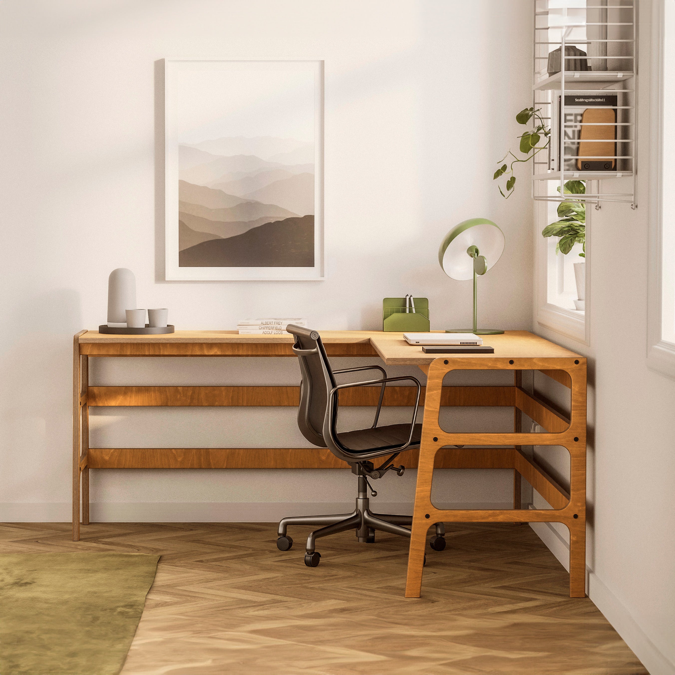 Mid-Century Modern L-Shaped Desk - Premium Wood Craftsmanship
