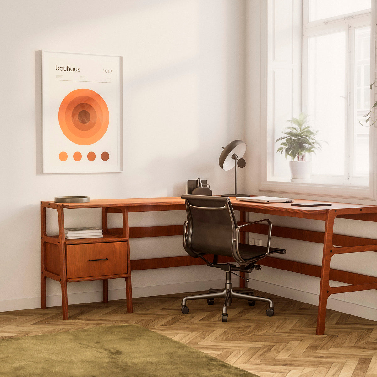 L-Shape Desk 14 with drawer