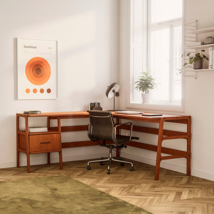 Eckschreibtisch 12 mit Schubladen und Regalen