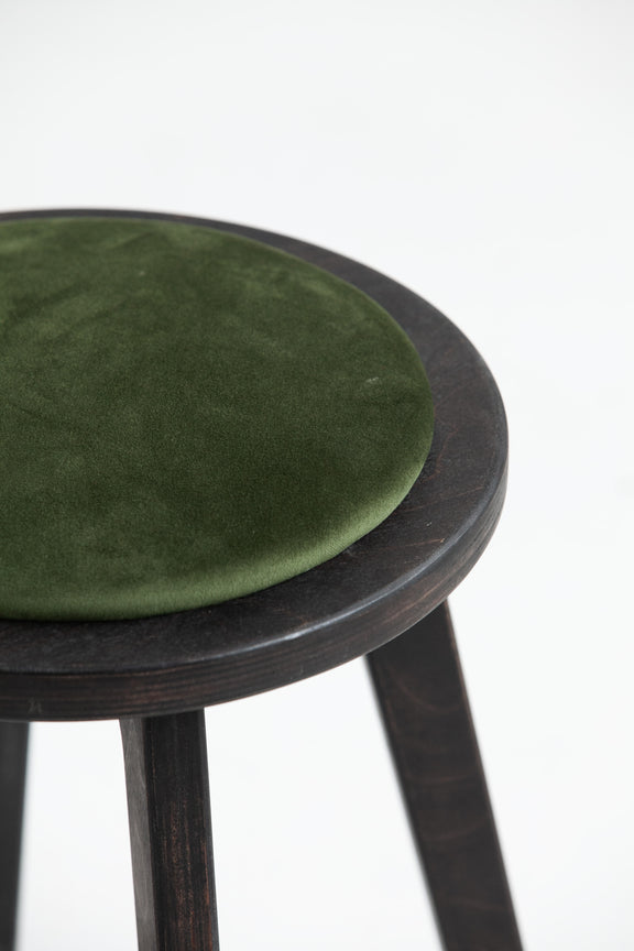Mid-Century Stool, Round, Cushion, in birch plywood (view 4)