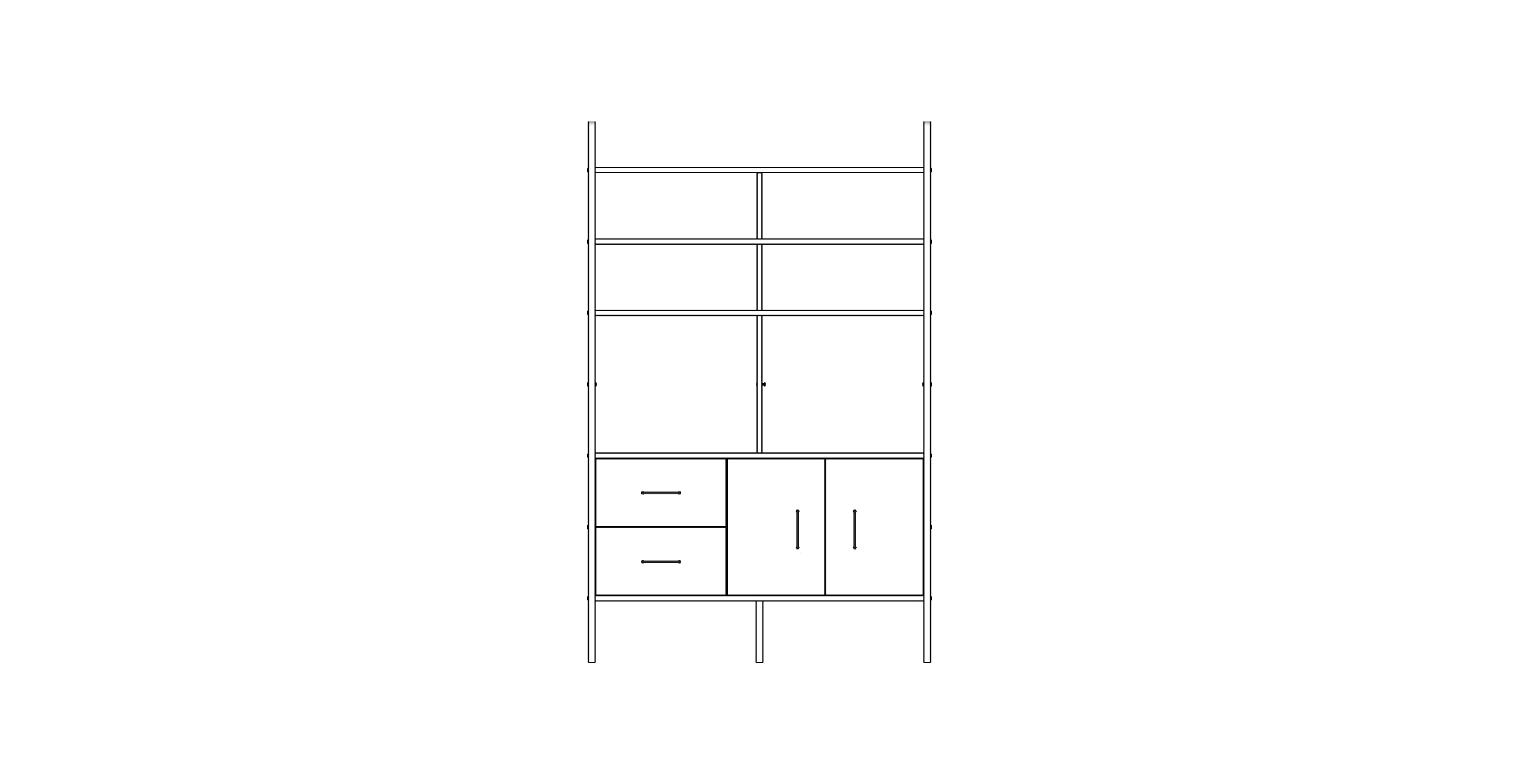 Mid-Century Bookcase Maxi: Cabinet and Drawers Mid-Century Bookcase Maxi: Cabinet and Drawers