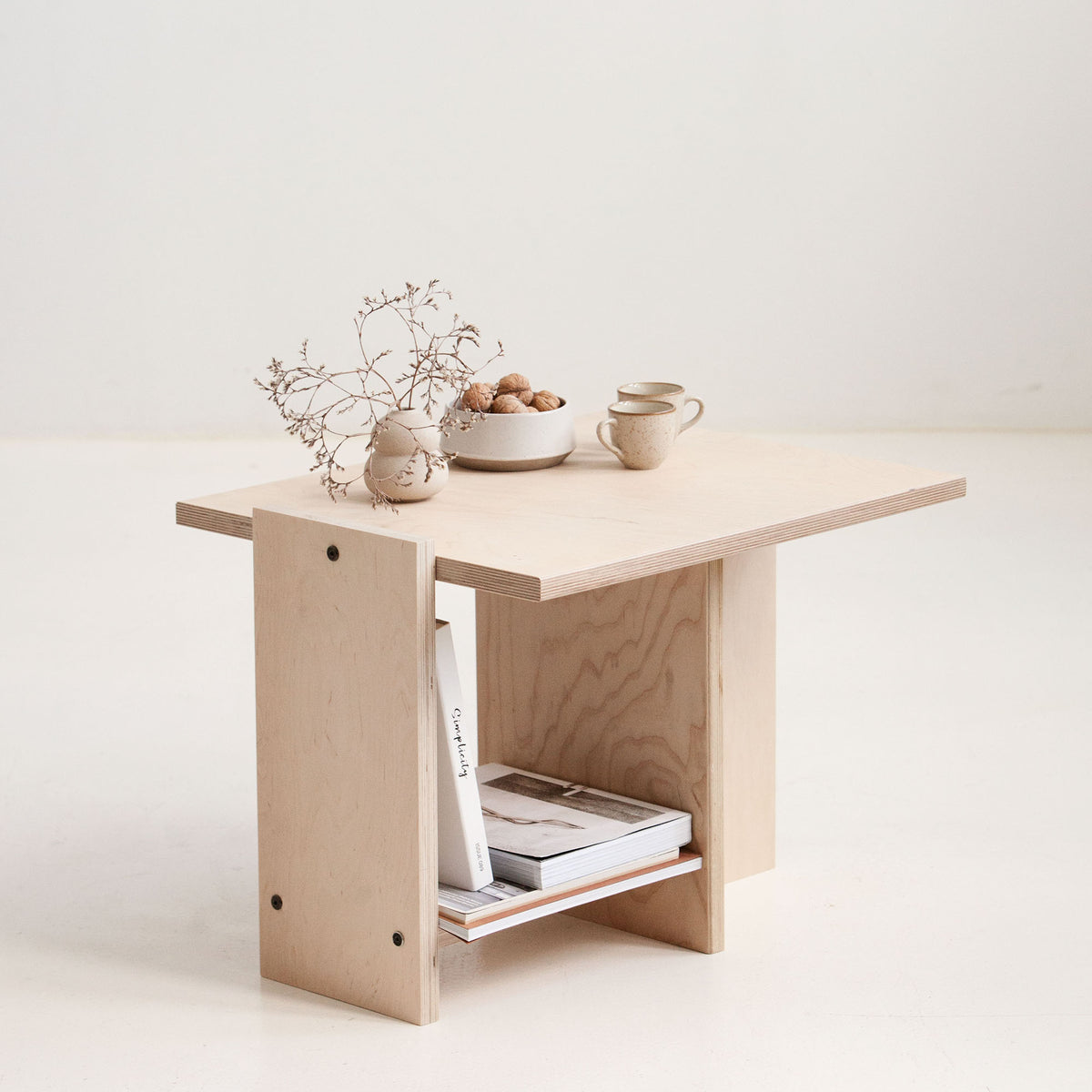 Minimalist Nordic style side table Europe natural birch plywood
