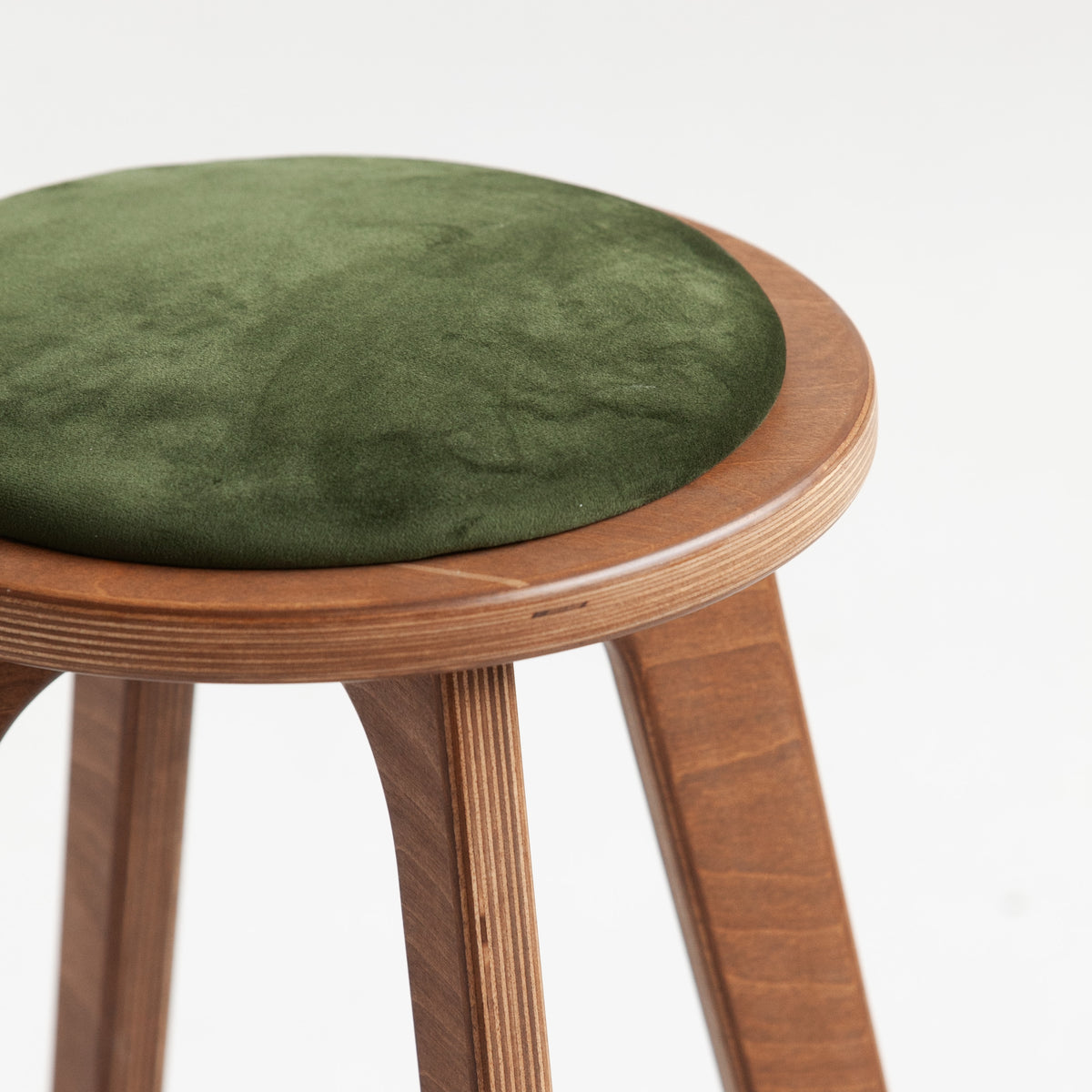 Mid-Century Stool, Round, Cushion, in birch plywood (view 5)