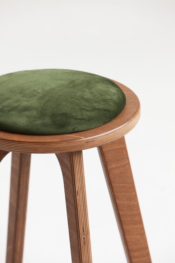 Mid-Century Stool, Round, Cushion, in birch plywood (view 5)