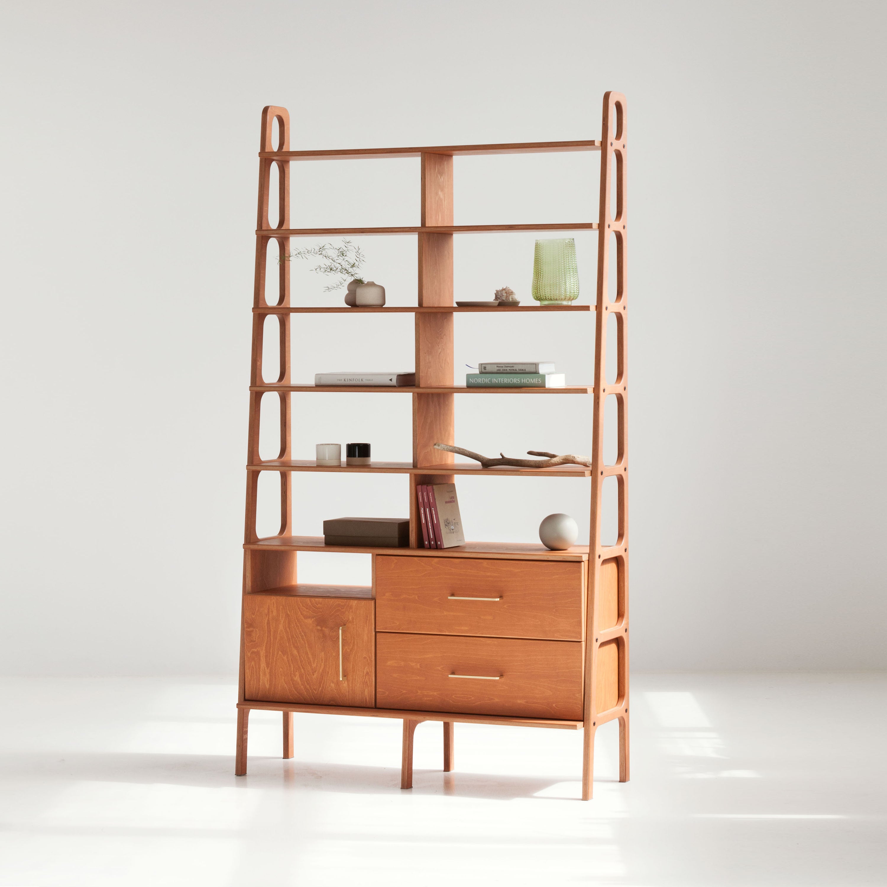 Mid-Century Bookshelf: Cabinet and Drawers