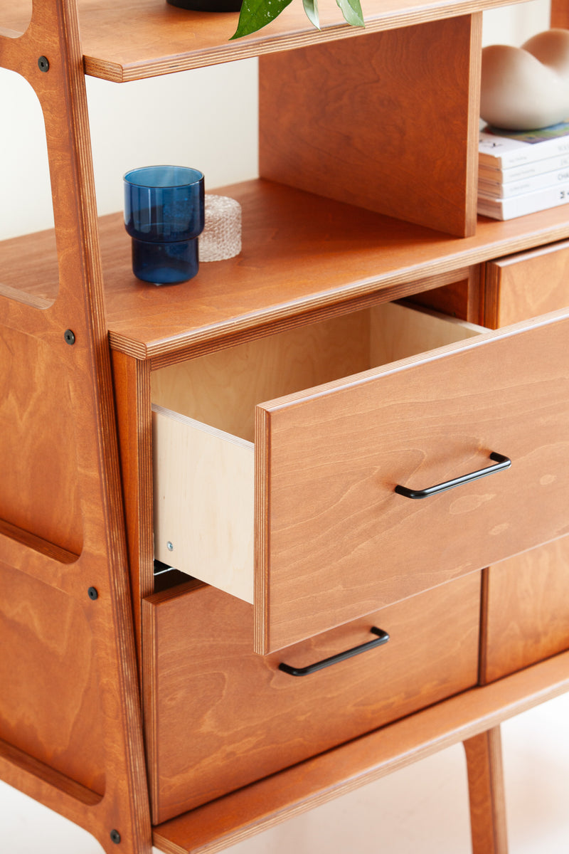 Midlite Bookcase · 97 cm · Drawers + Cabinet