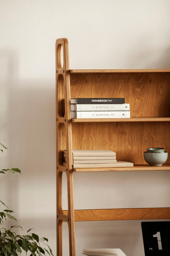 Mid-Century Desk with Shelves, Maxi, 190 cm, in walnut birch plywood (view 5)