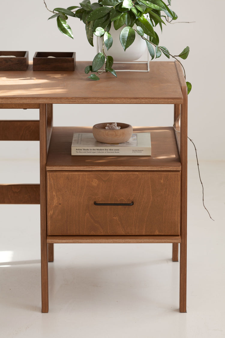    walnut-wood-drawer-of-mid-century-desk