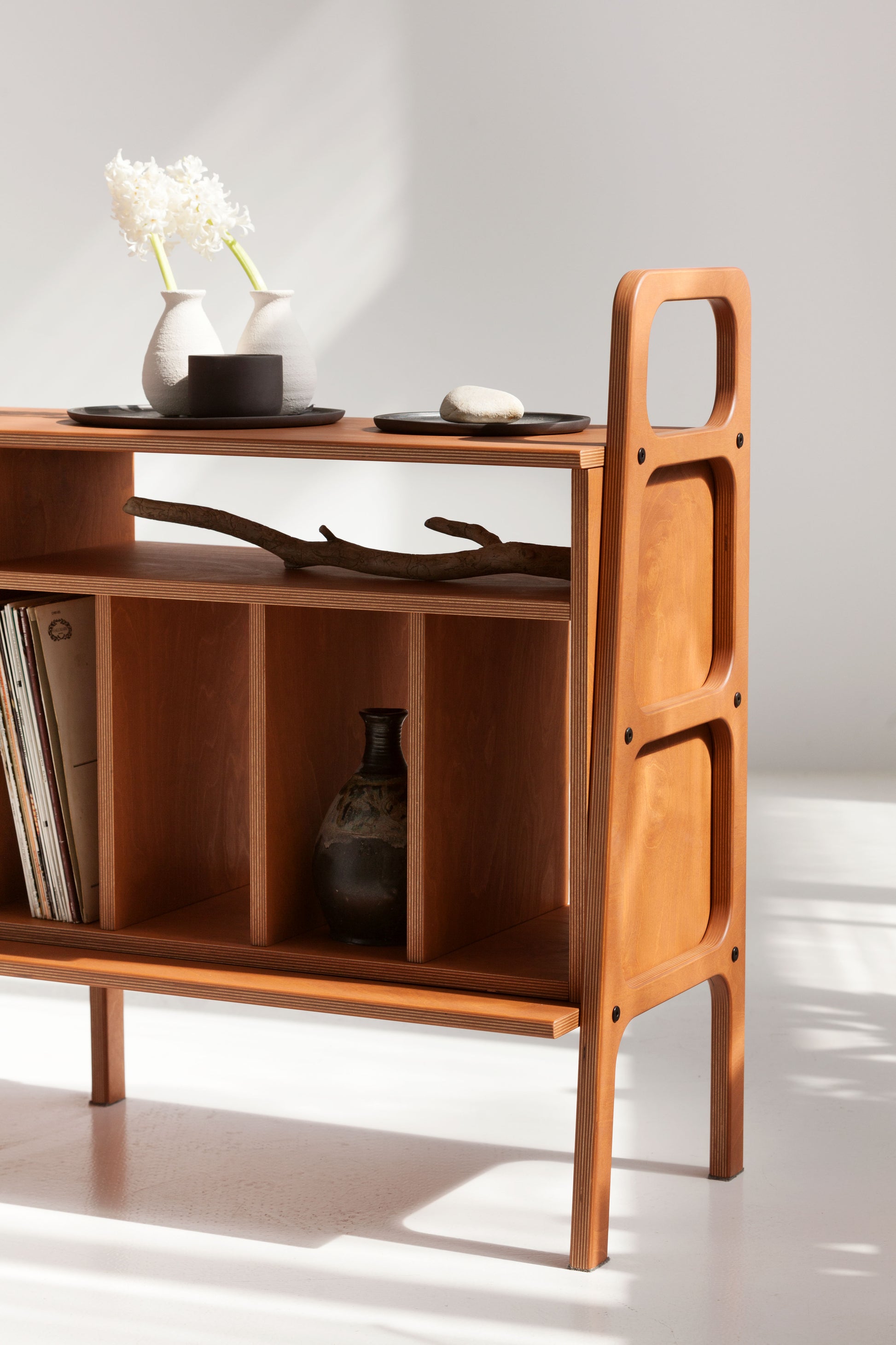 PwoodPro Record Storage Cabinet: Mid Century Modern Vinyl Organization