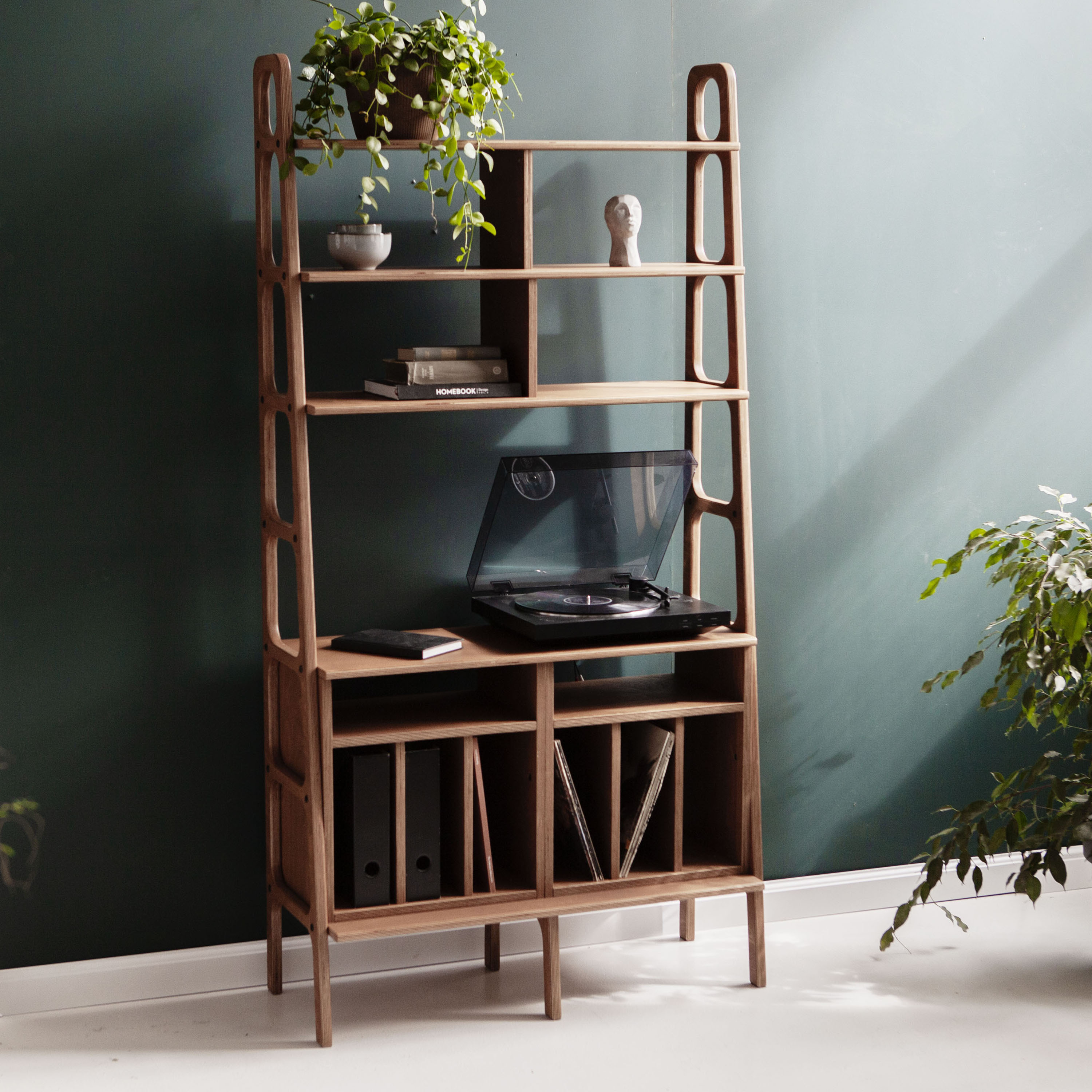 Mid-Century Bookcase Maxi: Vinyl Storage record player