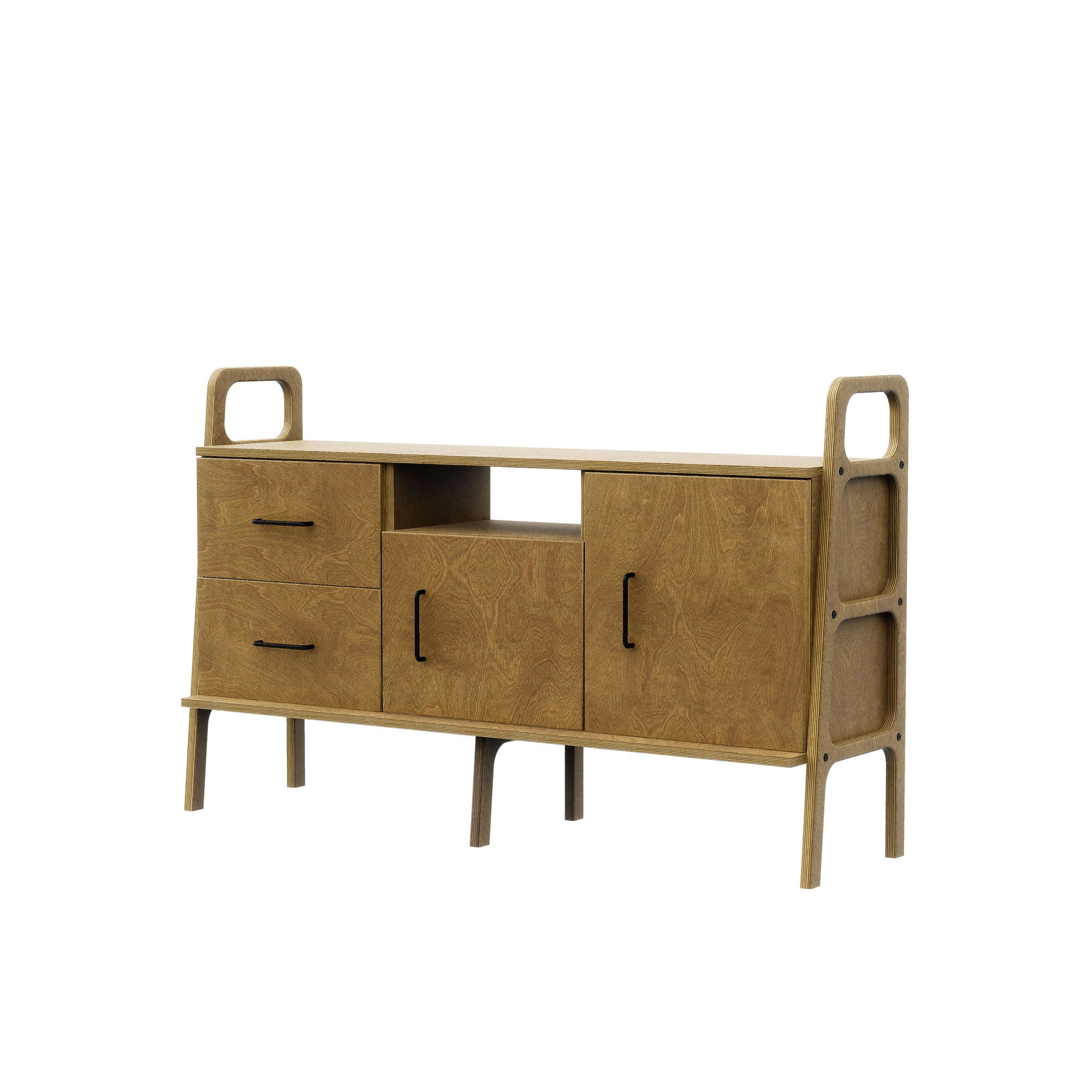 Natural Wood Furniture Sideboard with Drawers and Cabinets